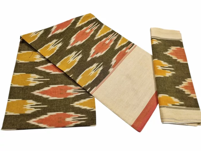 Authentic Pochampally Ikat Bedsheet – King Size 9x7 ft with 2 Pillow Covers | Handwoven - Image 1
