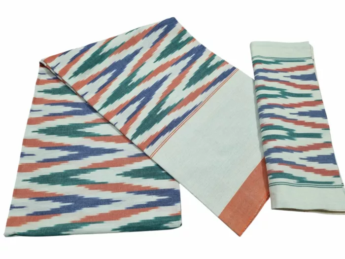 Authentic Pochampally Ikat Bedsheet – King Size 9x7 ft with 2 Pillow Covers | Handwoven - Image 1