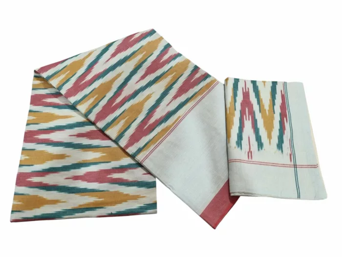 Authentic Pochampally Ikat Bedsheet – King Size 9x7 ft with 2 Pillow Covers | Handwoven - Image 1