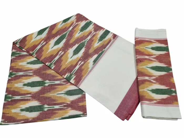 Authentic Pochampally Ikat Bedsheet – King Size 9x7 ft with 2 Pillow Covers | Handwoven - Image 1