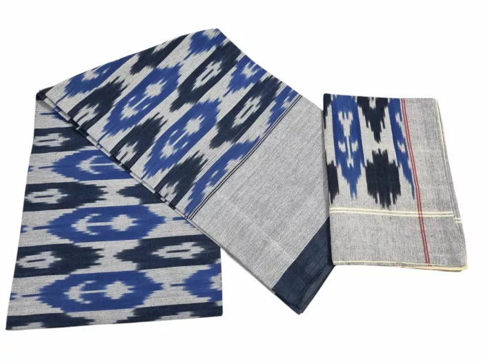 Authentic Pochampally Ikat Bedsheet – King Size 9x7 ft with 2 Pillow Covers | Handwoven - Image 1