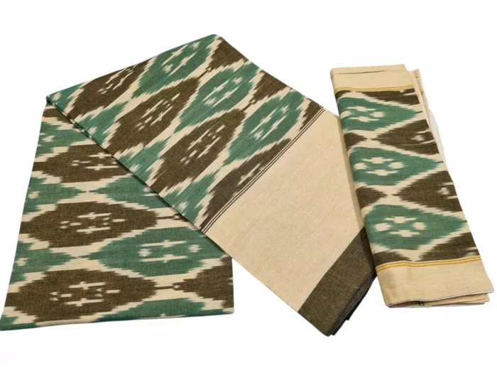 Authentic Pochampally Ikat Bedsheet – King Size 9x7 ft with 2 Pillow Covers | Handwoven - Image 1