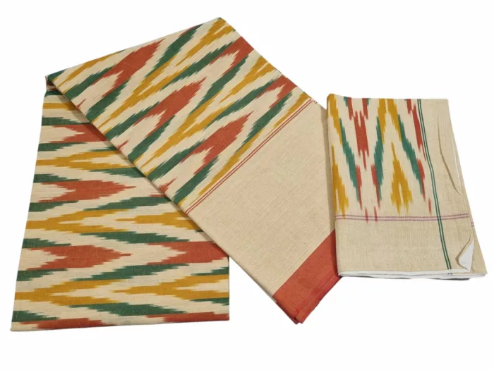 Authentic Pochampally Ikat Bedsheet – King Size 9x7 ft with 2 Pillow Covers | Handwoven - Image 1