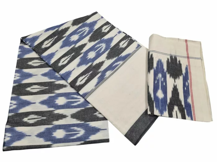 Authentic Pochampally Ikat Bedsheet – King Size 9x7 ft with 2 Pillow Covers | Handwoven - Image 1