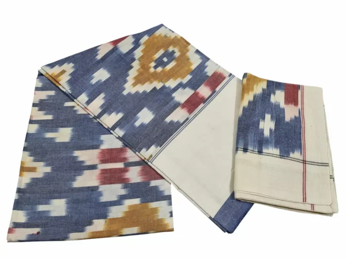 Authentic Pochampally Ikat Bedsheet – King Size 9x7 ft with 2 Pillow Covers | Handwoven - Image 1
