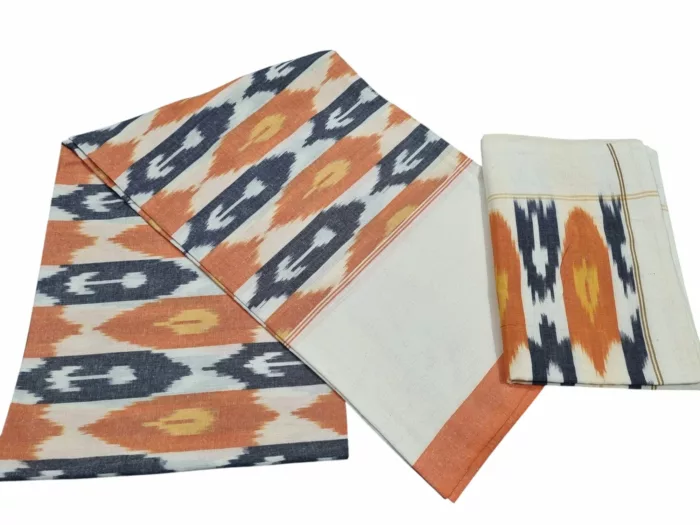 Authentic Pochampally Ikat Bedsheet – King Size 9x7 ft with 2 Pillow Covers | Handwoven - Image 1