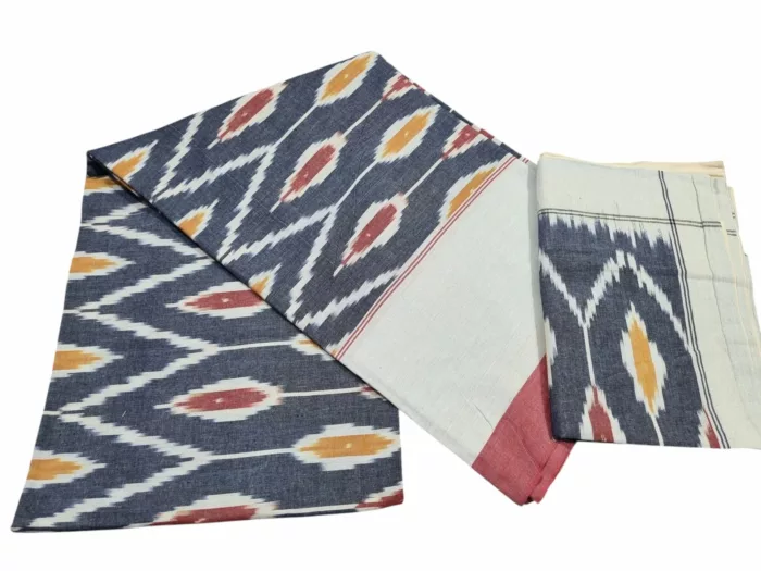 Authentic Pochampally Ikat Bedsheet – King Size 9x7 ft with 2 Pillow Covers | Handwoven - Image 1