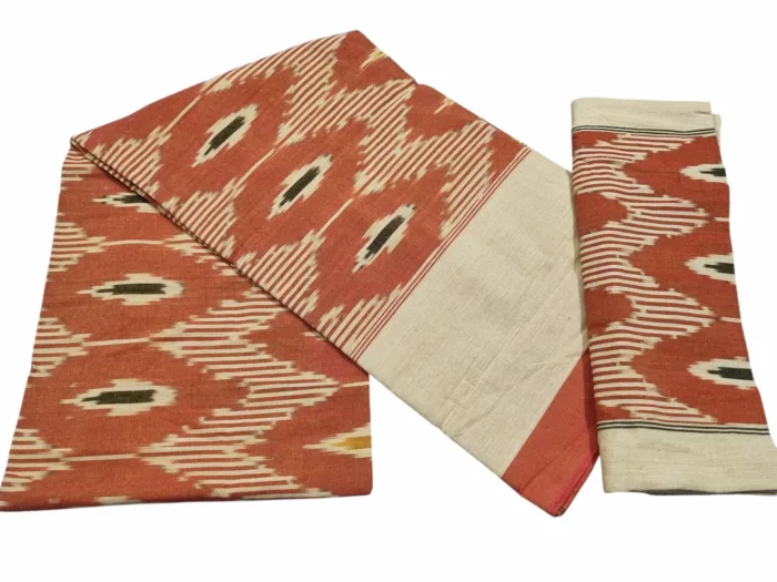 Authentic Pochampally Ikat Bedsheet – King Size 9x7 ft with 2 Pillow Covers | Handwoven - Image 1