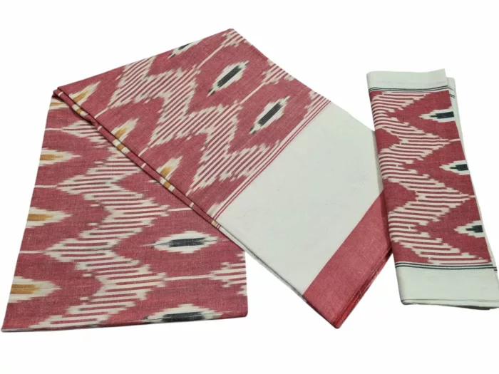 Authentic Pochampally Ikat Bedsheet – King Size 9x7 ft with 2 Pillow Covers | Handwoven - Image 1