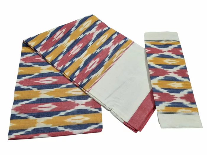 Authentic Pochampally Ikat Bedsheet – King Size 9x7 ft with 2 Pillow Covers | Handwoven - Image 1
