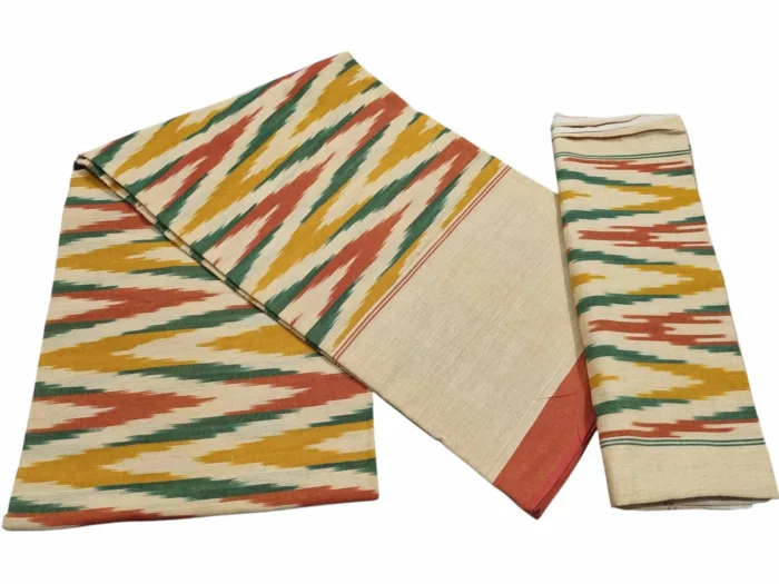 Authentic Pochampally Ikat Bedsheet – King Size 9x7 ft with 2 Pillow Covers | Handwoven - Image 1