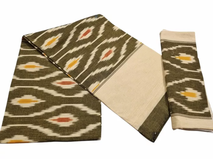Authentic Pochampally Ikat Bedsheet – King Size 9x7 ft with 2 Pillow Covers | Handwoven - Image 1