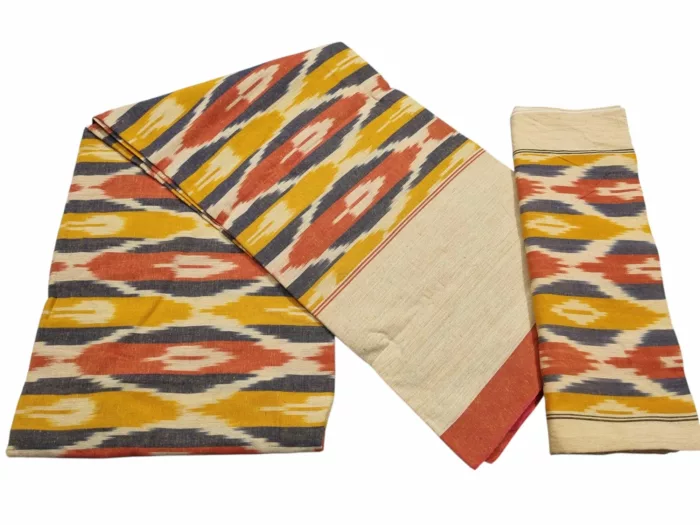 Authentic Pochampally Ikat Bedsheet – King Size 9x7 ft with 2 Pillow Covers | Handwoven - Image 1