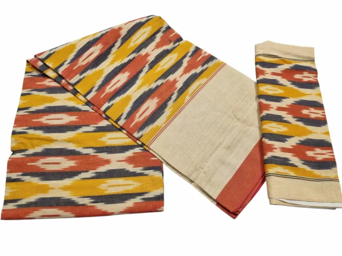Authentic Pochampally Ikat Bedsheet – King Size 9x7 ft with 2 Pillow Covers | Handwoven - Image 1
