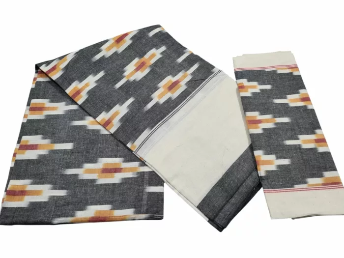 Authentic Pochampally Ikat Bedsheet – King Size 9x7 ft with 2 Pillow Covers | Handwoven - Image 1