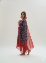 Telia Rumal Duppata Blue & Red - Image 3