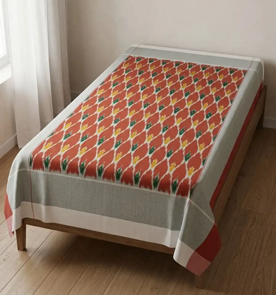 2026/03/1000529517.webp Handloom Bedsheet Single Cot 5 by 7 Feets - Image 1